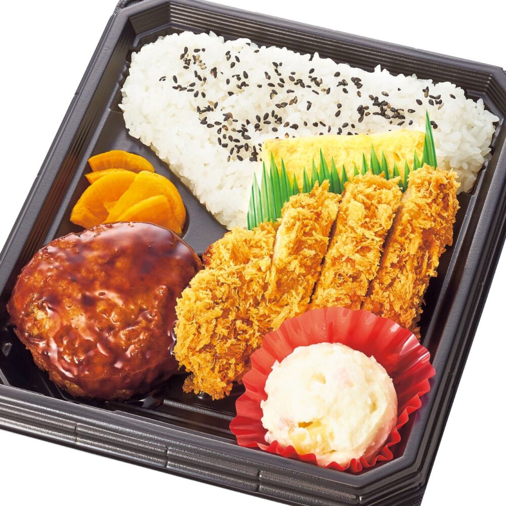 照焼きバーグと豚カツ弁当