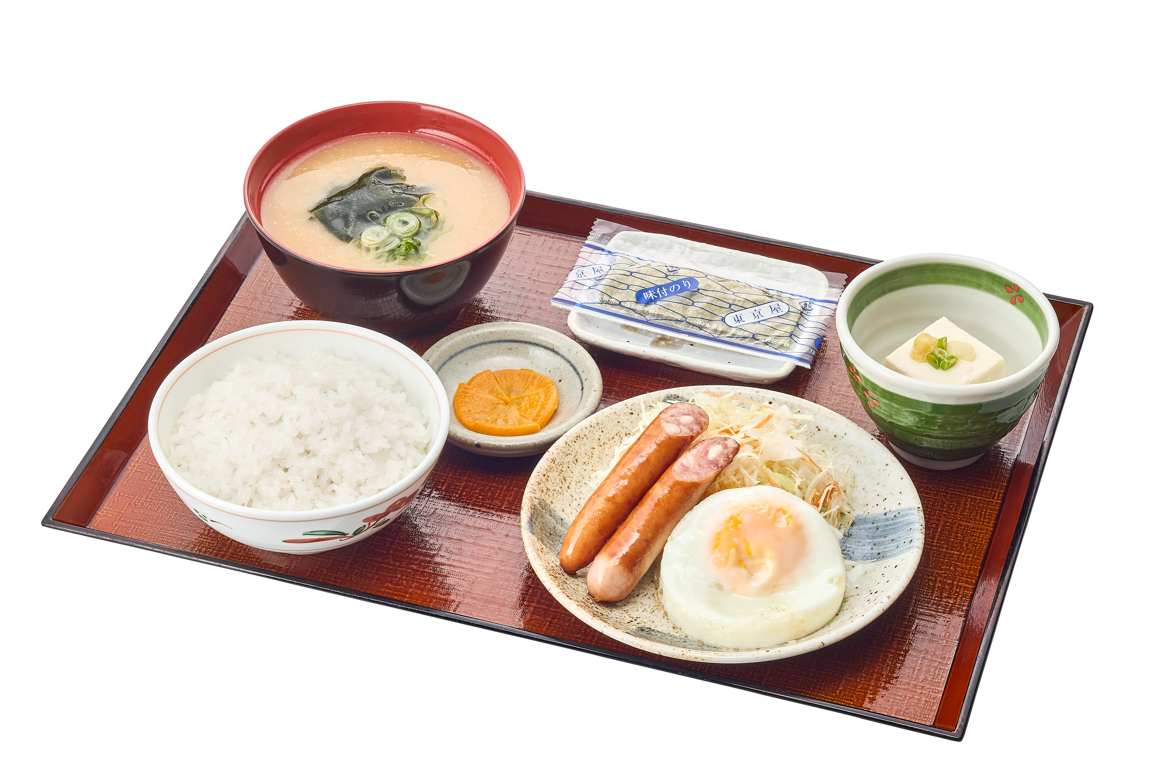 シャウエッセン&目玉焼きの朝定食