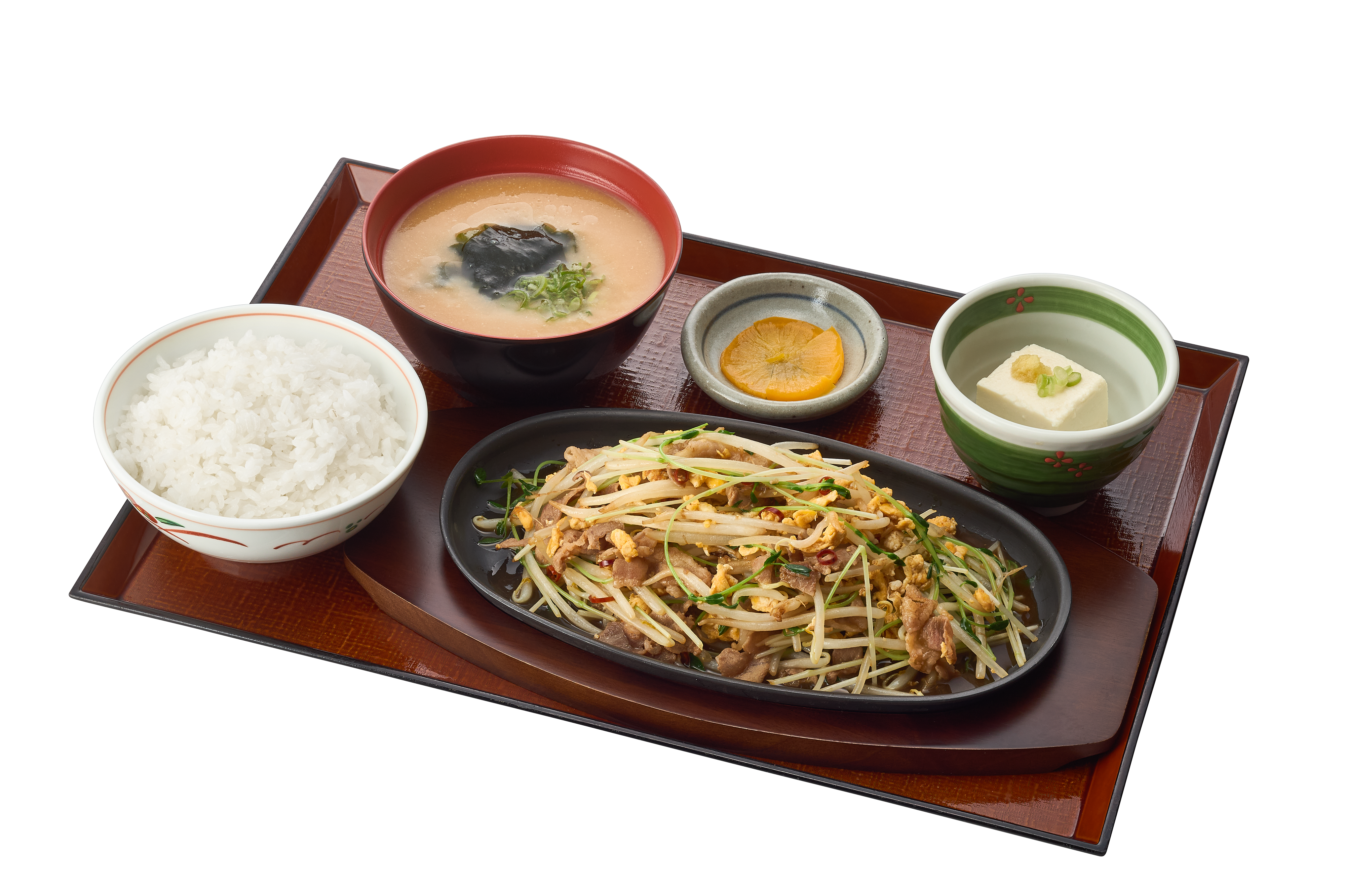 豚玉豆苗炒め定食